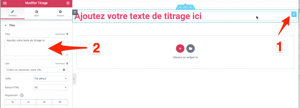 Les modules sont éditables avec l'outil crayon.